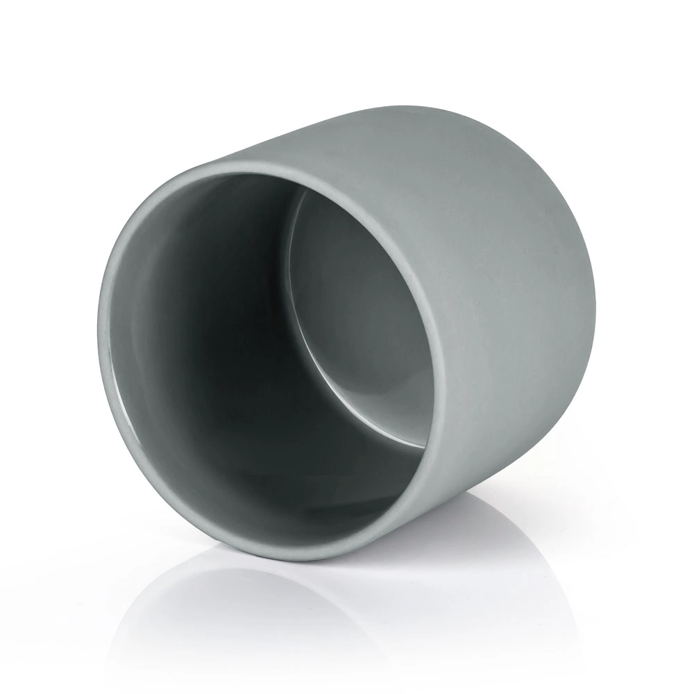 Recipiente de vela de porcelana cinza claro com tampa