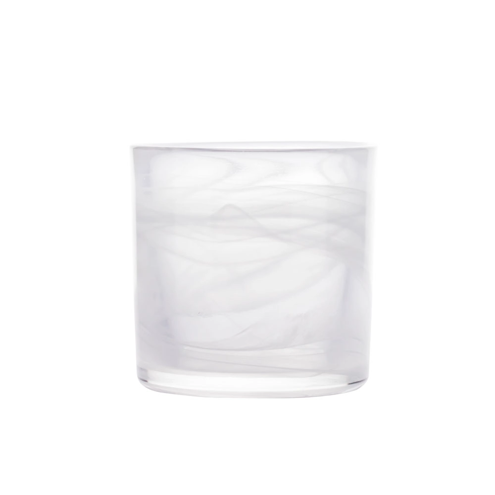 China White Swirl Handmade Portable Votive Candle Glass Jar manufacturer