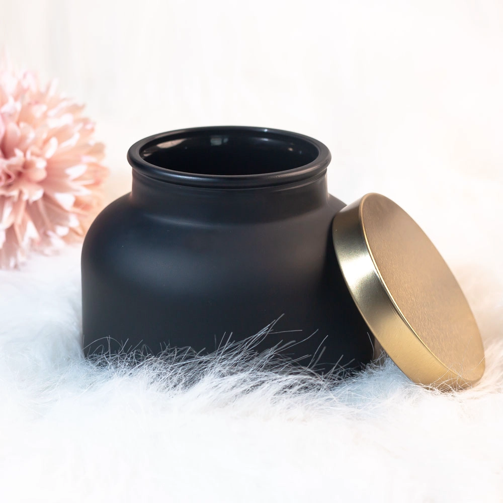 Frasco de vidro preto fosco de 19 onças para decoração para velas