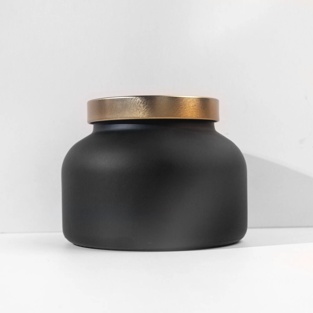 Frasco de vidro preto fosco de 19 onças para decoração para velas