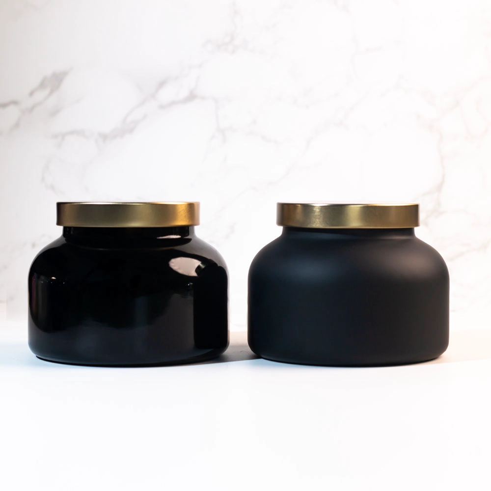 Frasco de vidro preto fosco de 19 onças para decoração para velas