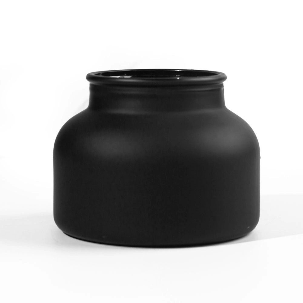Frasco de vidro preto fosco de 19 onças para decoração para velas