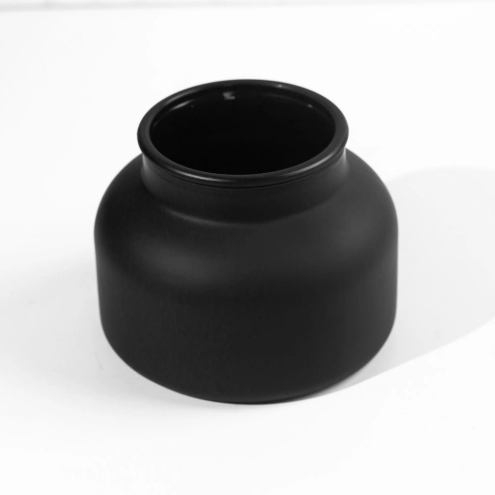 Frasco de vidro preto fosco de 19 onças para decoração para velas