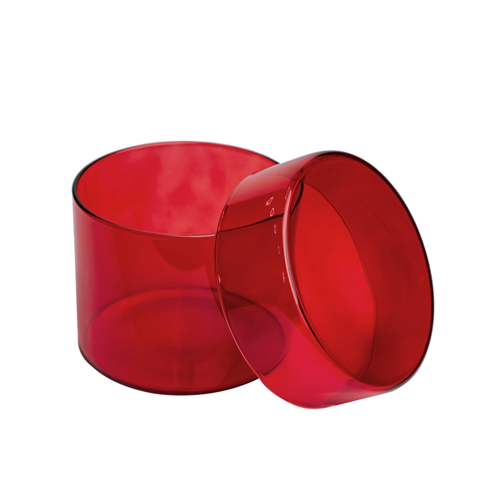 Borosilikatglas mit Glasdeckel für Kerzen, transparent rot