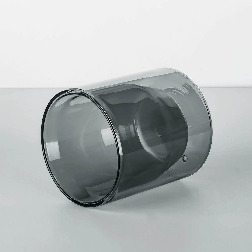 Castiçal de vidro de parede dupla de borosilicato premium personalizado verde-azulado, cinza, âmbar