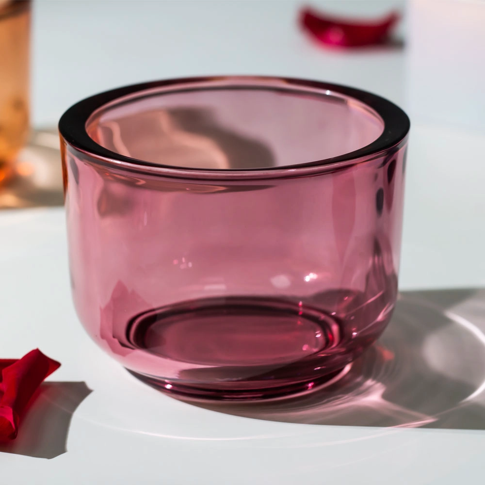 Dicker Kerzenhalter aus Glas, durchzogen