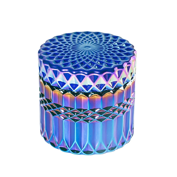 Pot de bougie à placage ionique de 6 oz avec couvercle