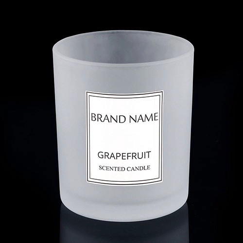 Pot de bougie givré avec couvercle en bois de style nordique, commande en gros