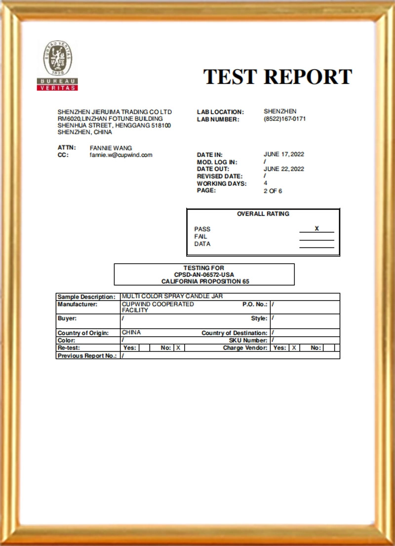 Rapporto sui test sui materiali su piombo e cadmio