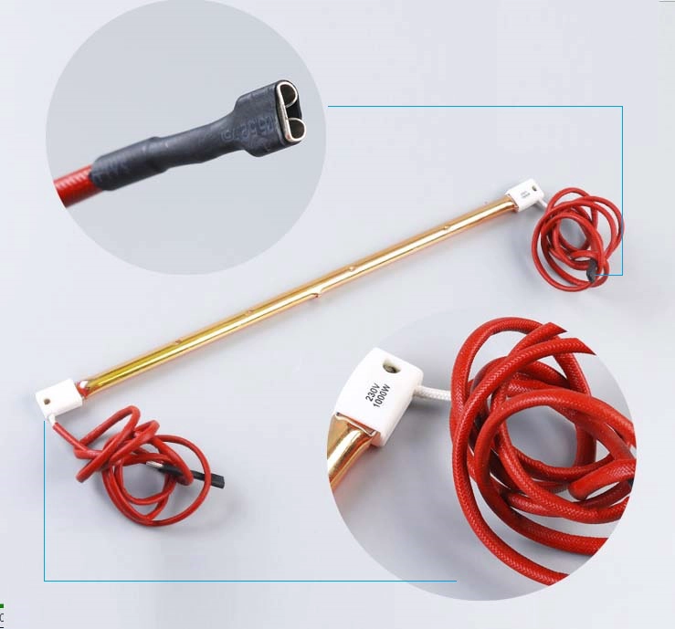Lámpara de calor infrarroja para baño, tubo de lámpara halógena con calentador de vidrio de cuarzo recubierto de oro de 1000w