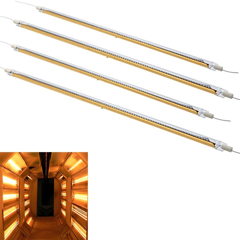 Wholesale Customized Half Gold Single Tube Quartz Glass Halogen Infrared Heating Lamp