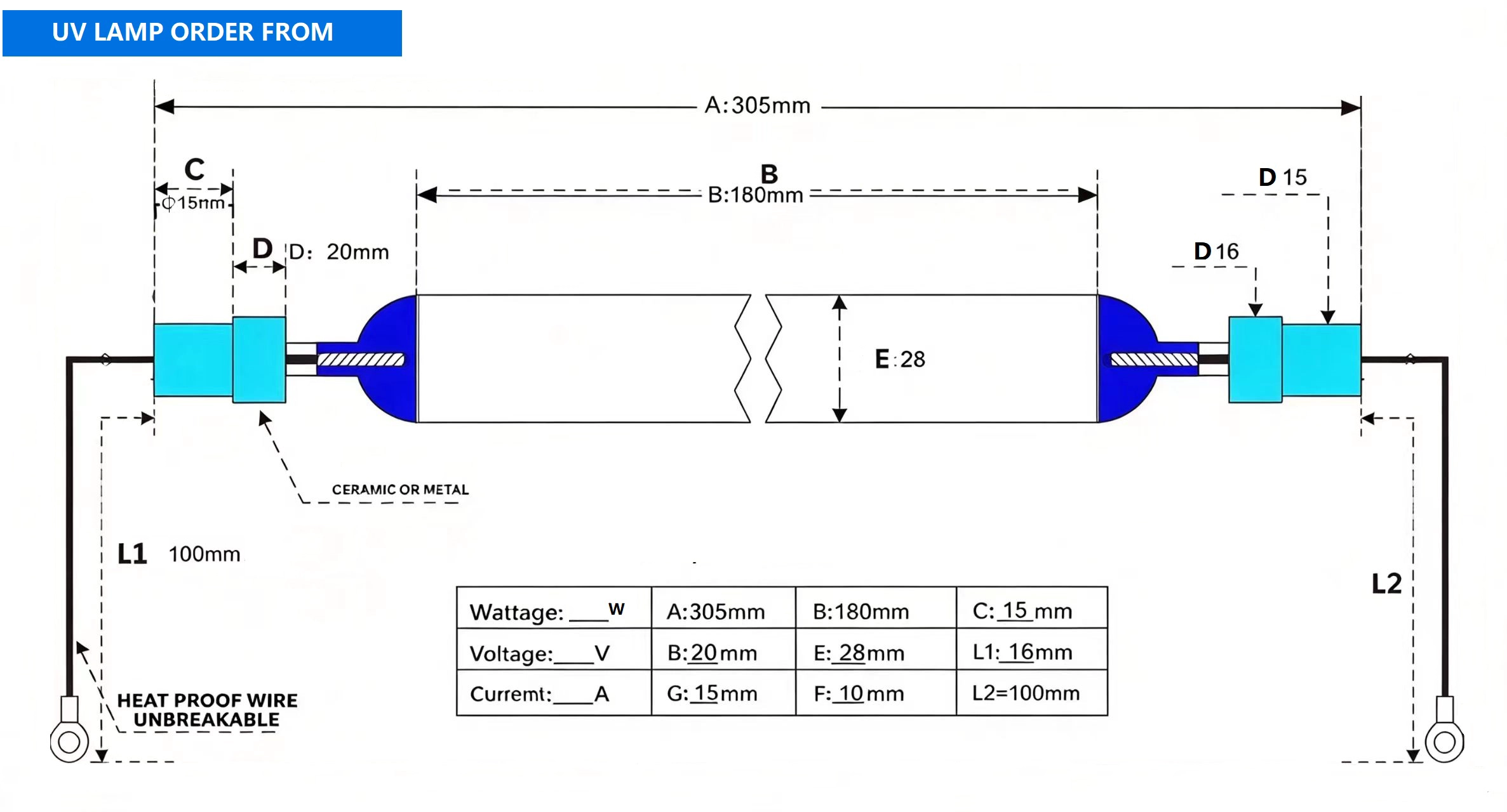 365 nm Quarzglas-UV-Härtungslampe, dimmbare UV-Röhre für Siebdruck, Offsetdruck, Verpackung
