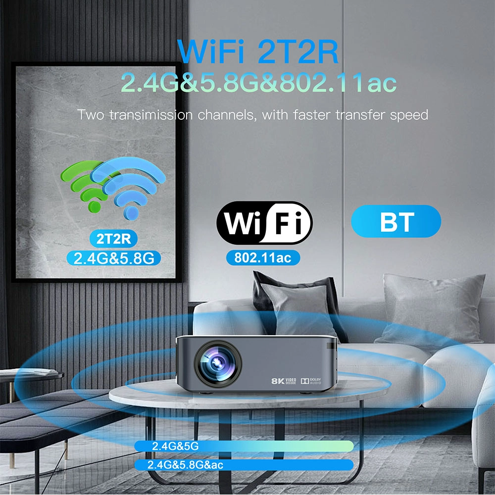 New Amlogic T972 Android 9.0 AC WiFi Ultra 8K Deconding Projection DLP Projector