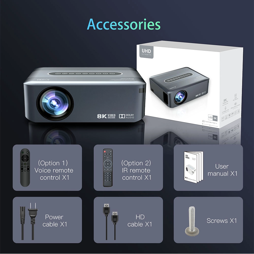 New Amlogic T972 Android 9.0 AC WiFi Ultra 8K Deconding Projection DLP Projector