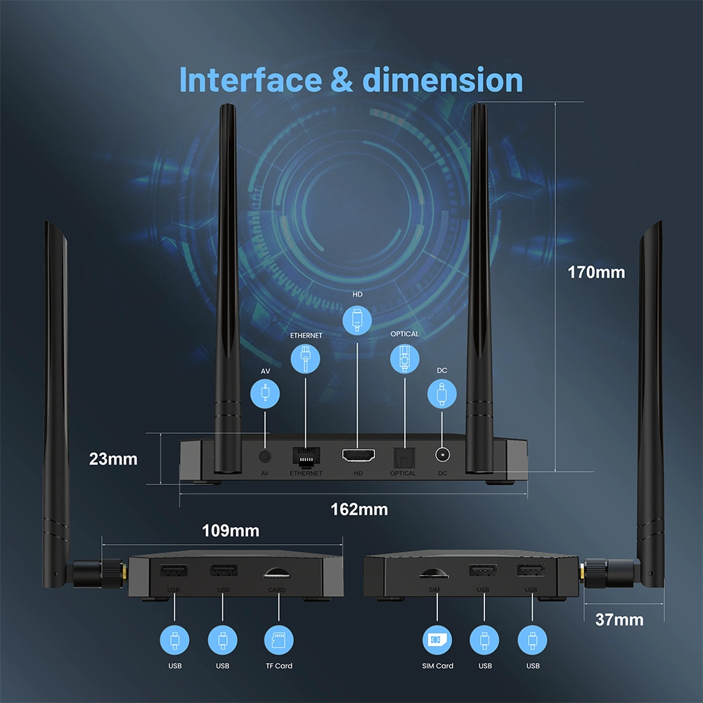 Allwinner H618/H313 Quad Core Android 10 Dual WiFi 4K UHD 4G LTE Set Top Box