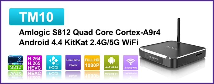 M10 TV Box 2016 Hottest Product OTT TV Box Android 4.4 OTA 4K2K Kodi 15.2 Preinstalled Amlogic S812 TV Box TM10