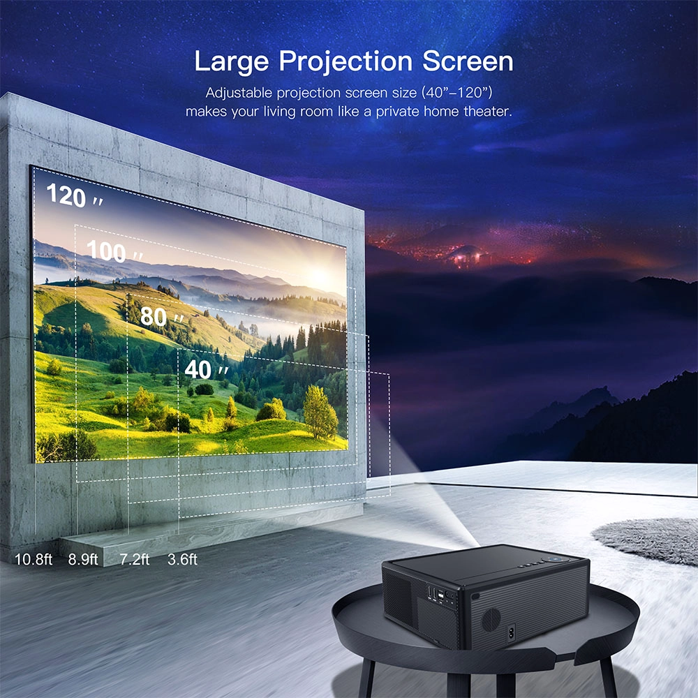 Smart Auto Focus Android TV OS Projector with 5G WiFi Bluetooth Native 1080P Home Movie Projector