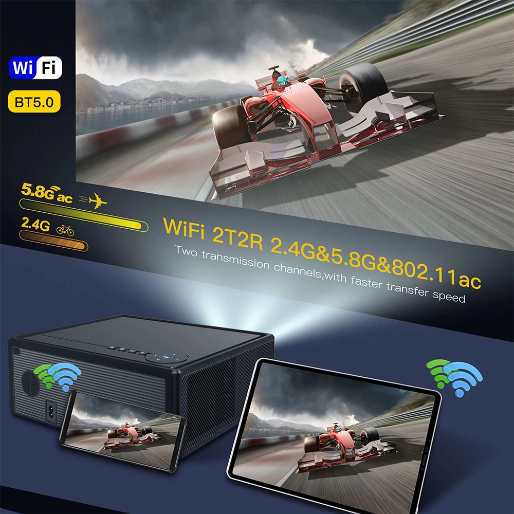 Smart Auto Focus Android TV OS Projector with 5G WiFi Bluetooth Native 1080P Home Movie Projector