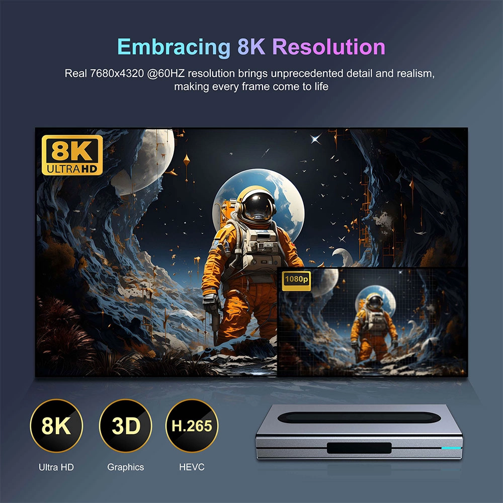 Ultra HD Internet TV Box with 8K Ultra-HD Android 11 8G RAM 7-in-1 Multi-Screen And Efficient Fan Cooling