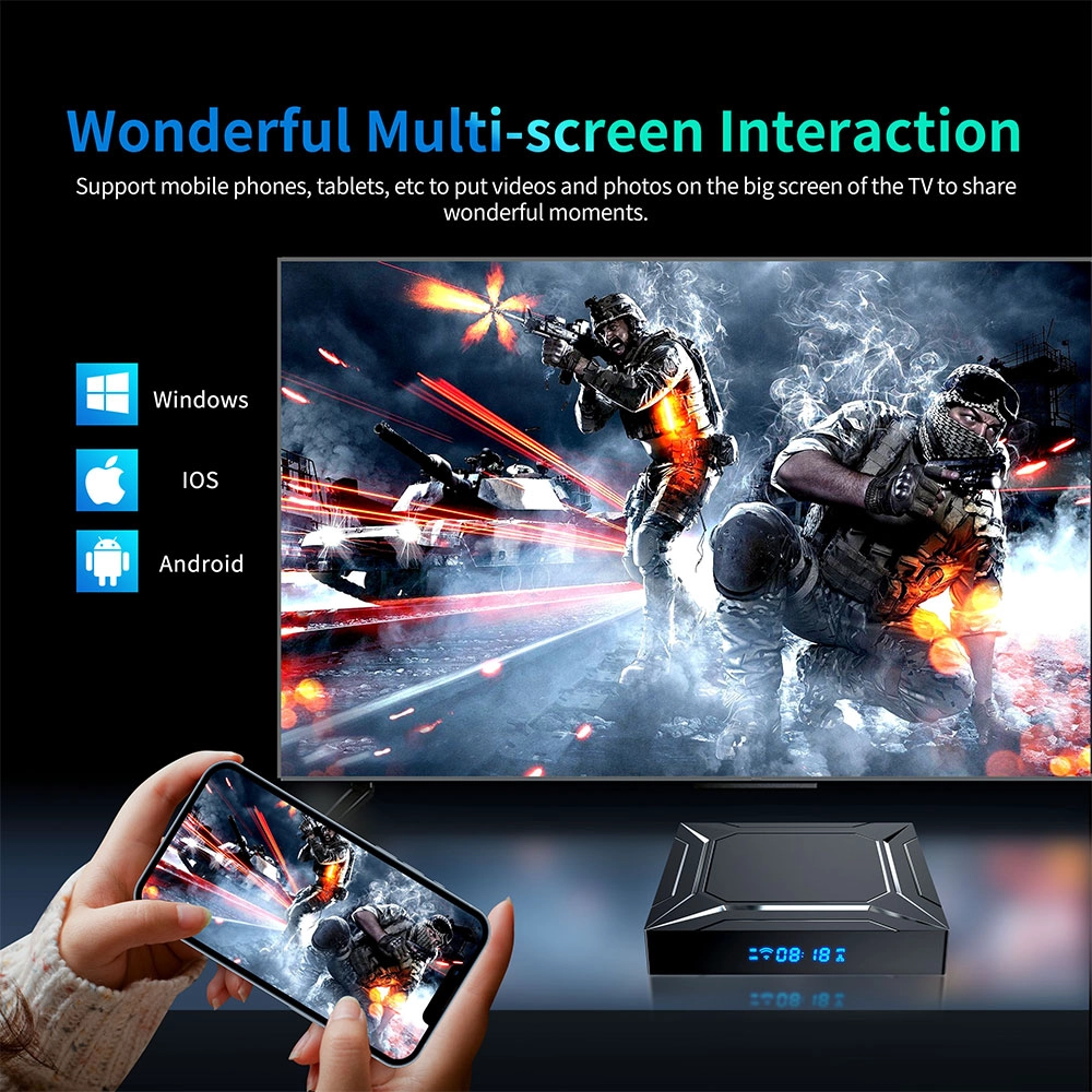 Amlogic S905X5M Smart TV Box with Android 14 Dual-Band WiFi AI-SR 4K Ultra HD HDR10 Support for Vivid Visuals