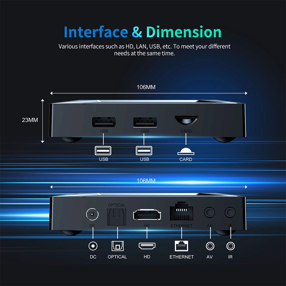 Amlogic S905X5M Smart TV Box with Android 14 Dual-Band WiFi AI-SR 4K Ultra HD HDR10 Support for Vivid Visuals