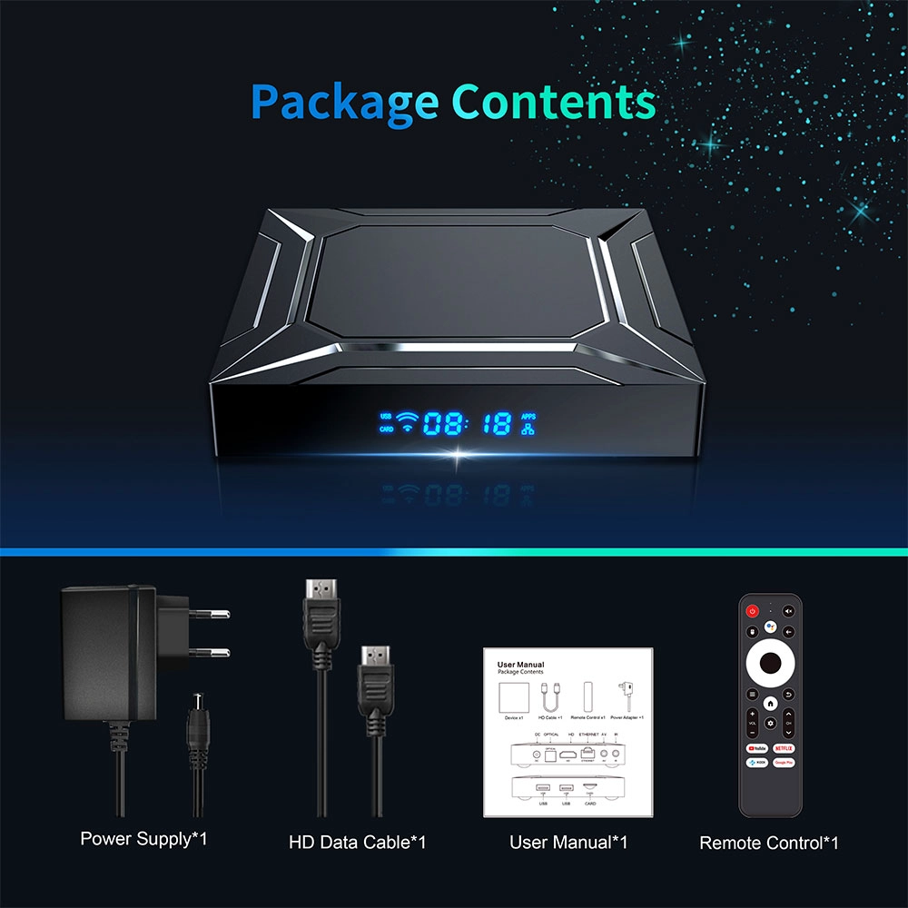 Amlogic S905X5M Smart TV Box with Android 14 Dual-Band WiFi AI-SR 4K Ultra HD HDR10 Support for Vivid Visuals