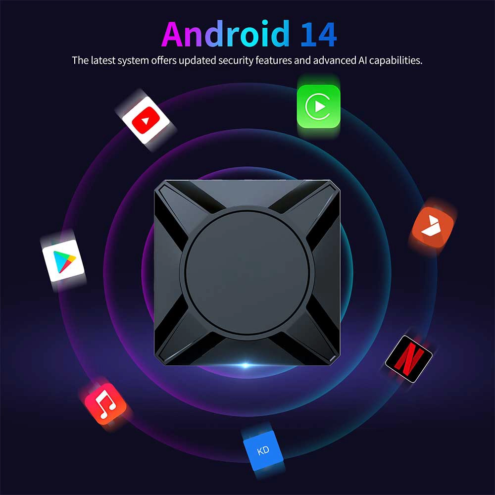 Amlogic S905X5-M Quad Core ARM Cortex A55 Mail G310 V2 6nm Chipset AV 1 Android 14 4K AI SR Dual WiFi Smart TV Box