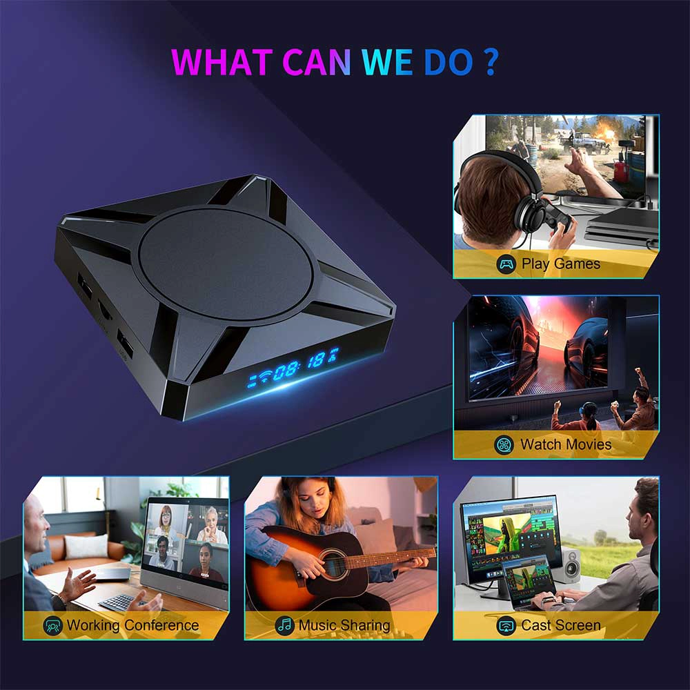 Amlogic S905X5-M Quad Core ARM Cortex A55 Mail G310 V2 6nm Chipset AV 1 Android 14 4K AI SR Dual WiFi Smart TV Box