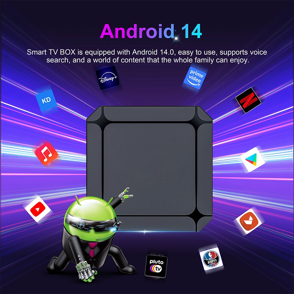 Smart TV Box Android 14 | RK3518 Quad-Core | 4K Ultra HD | WiFi 6 | Google TV OS