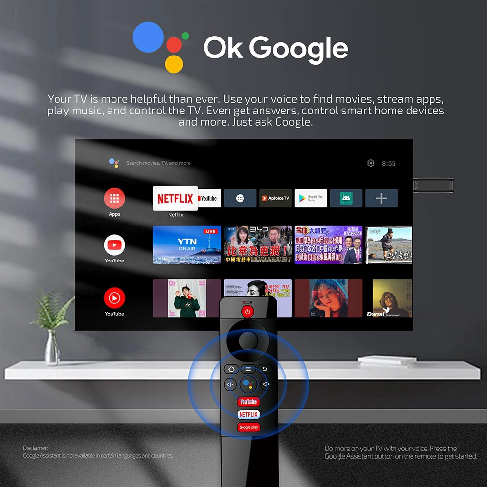 Android TV Stick 4K Allwinner H313 Quad Core – Dual-Band Wi-Fi, Android 10, 2 GB RAM Option