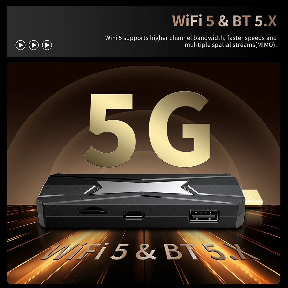 Amlogic S905X5M Android 14 4K TV Stick – AV1, AI Upscaling & Wi-Fi 6