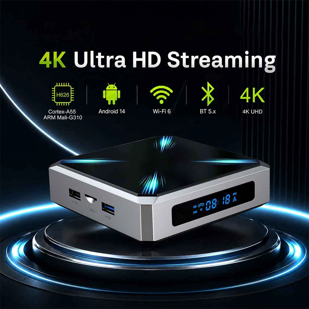 Allwinner H626 Quad Core ARM Cortex A55 Android TV Box 2GB 16GB Dual AC WiFi 6 Android 14 IPTV Set Top Box