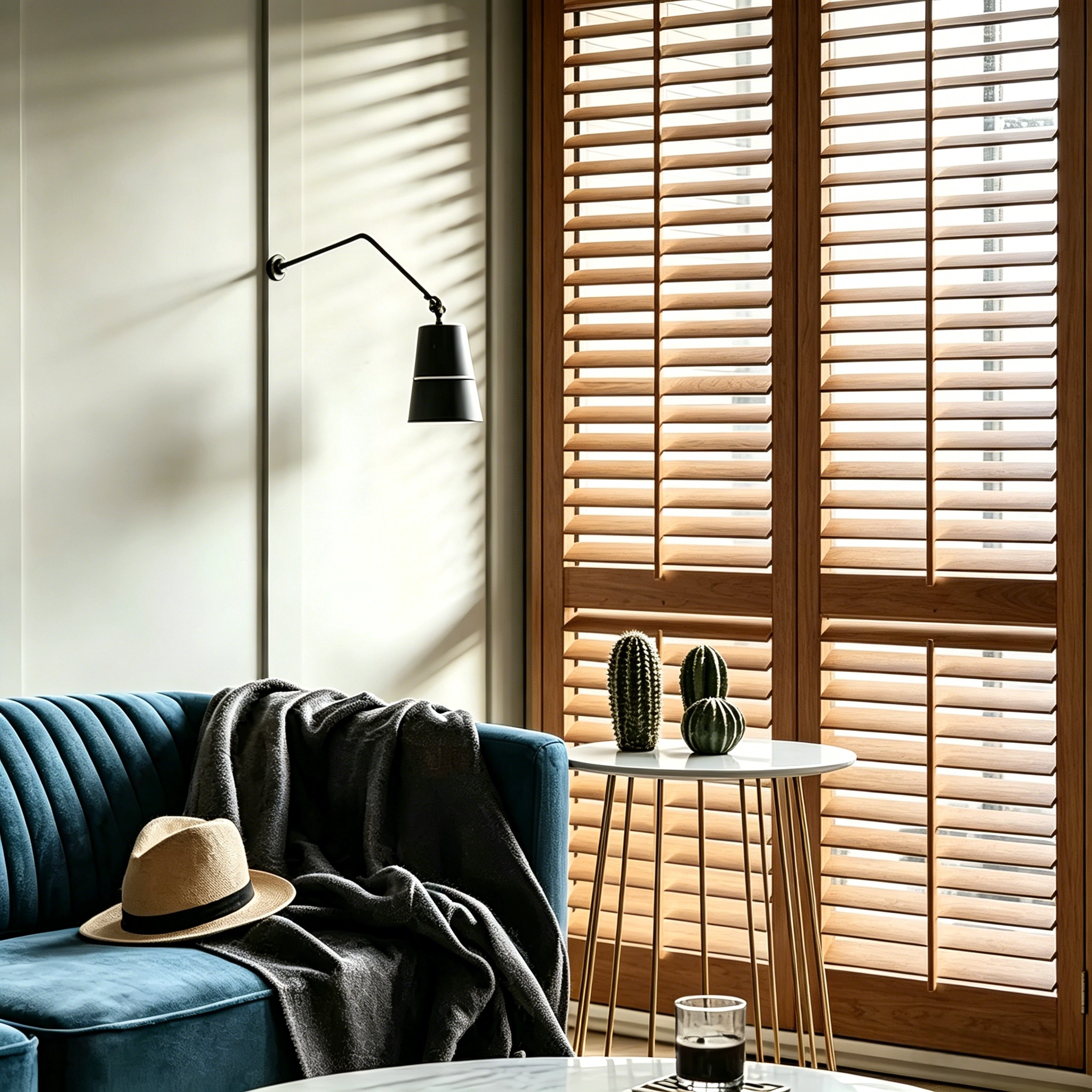 China Persianas para plantação de madeira Paulownia Acabamento de grão de madeira natural embutido personalizável com bloqueio de UV Design interior contemporâneo fabricante
