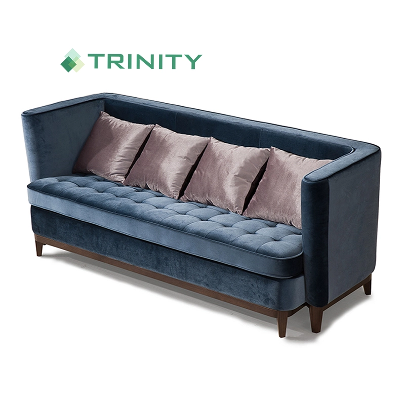 Custom Made Hotel Luxury Royal Blue Velvet Button Tufted Sofa