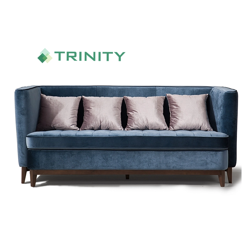 Custom Made Hotel Luxury Royal Blue Velvet Button Tufted Sofa