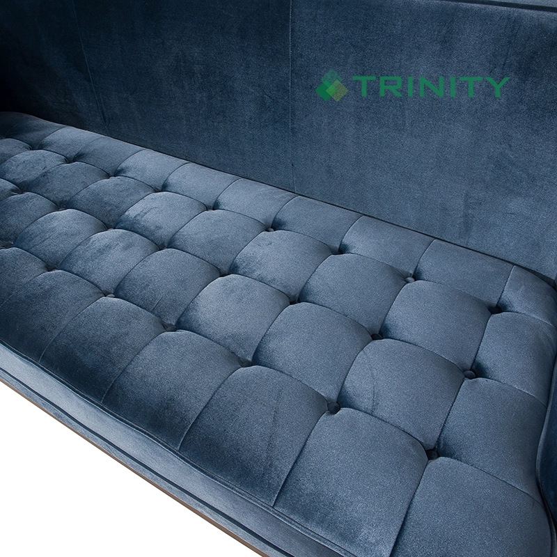 Custom Made Hotel Luxury Royal Blue Velvet Button Tufted Sofa