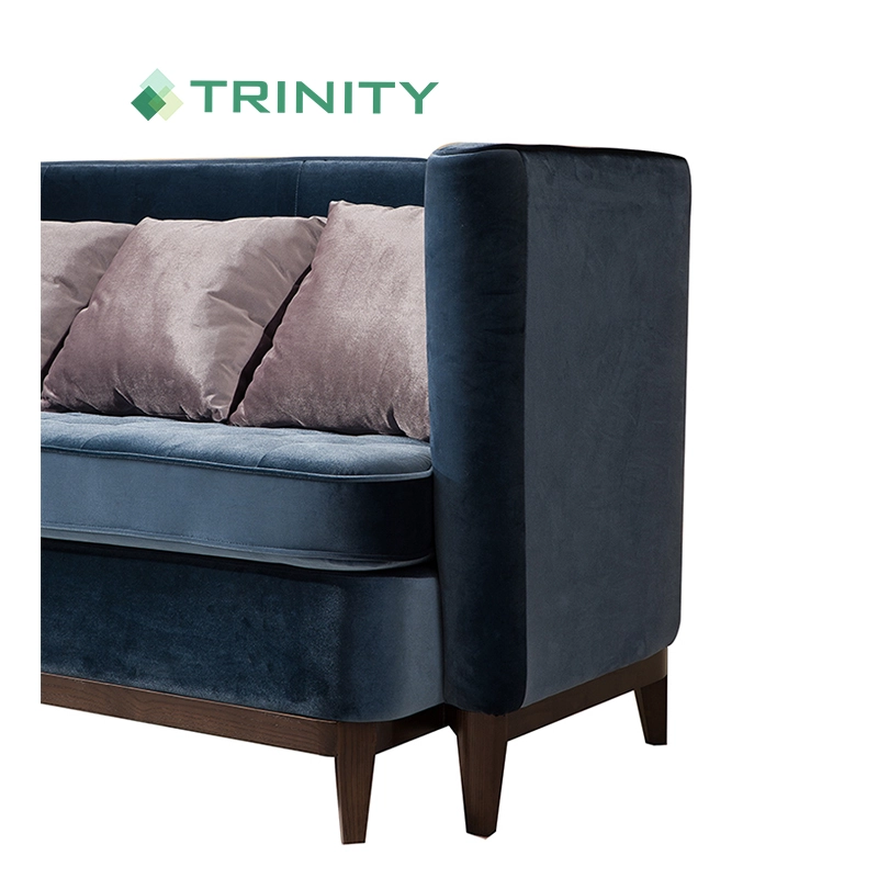 Custom Made Hotel Luxury Royal Blue Velvet Button Tufted Sofa