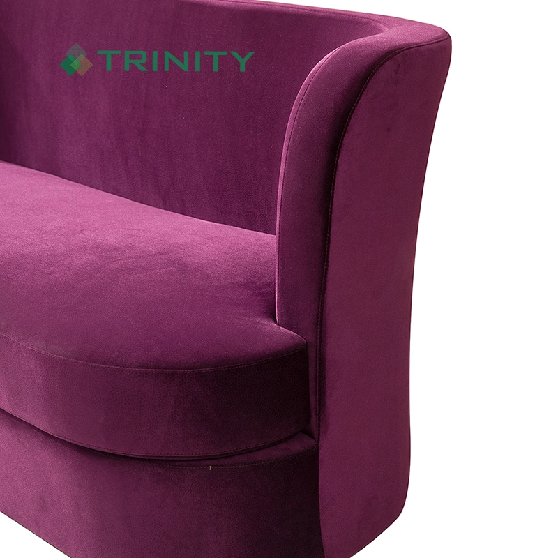 High End Custom Wine Red Velvet Bar Restaurant Curved Back Sofa