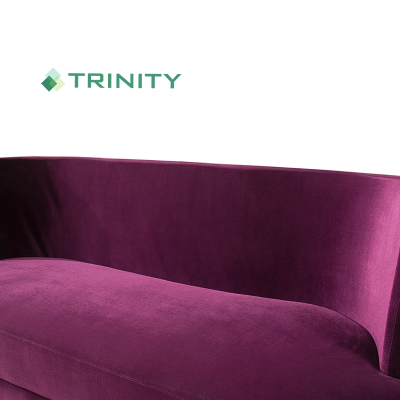 High End Custom Wine Red Velvet Bar Restaurant Curved Back Sofa