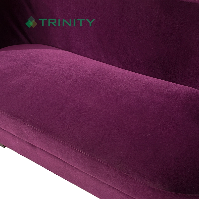 High End Custom Wine Red Velvet Bar Restaurant Curved Back Sofa