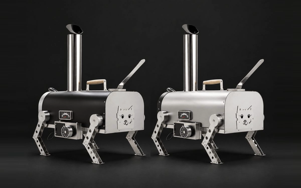 Stainless steel pizza ovens in black and brushed finishes