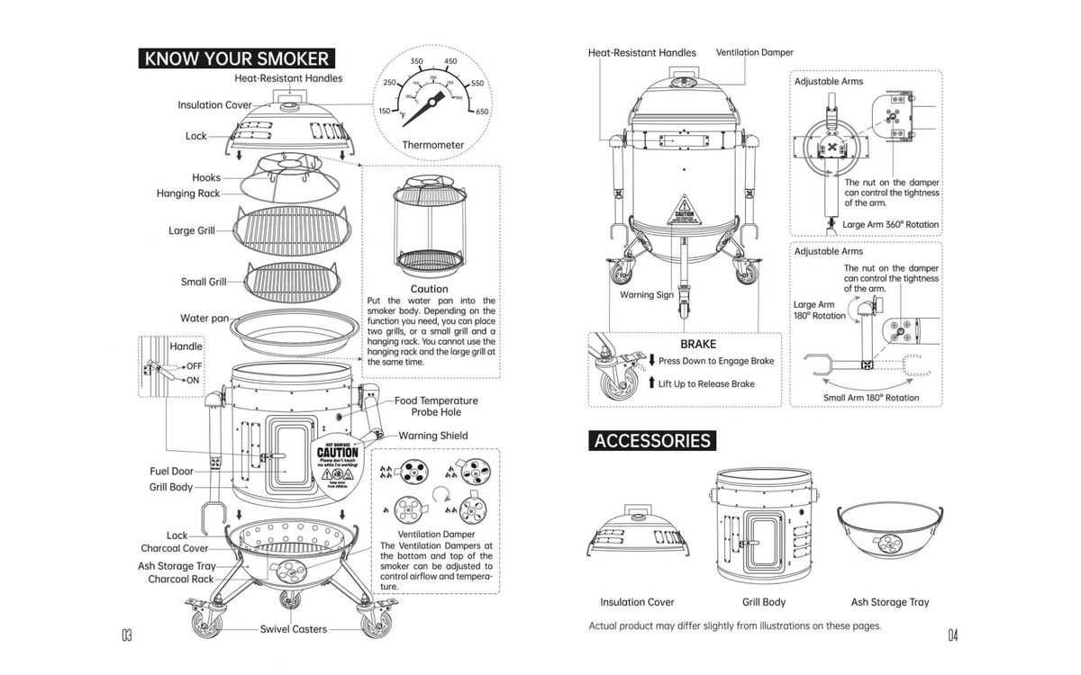 Concept drawing of a vertical charcoal smoker
