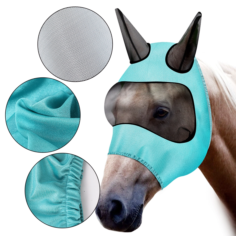 Horse Fly Mask Bugs Moskitos Prevention Atmungsaktive Pferdeschutzmaske (mit Ohrteil)