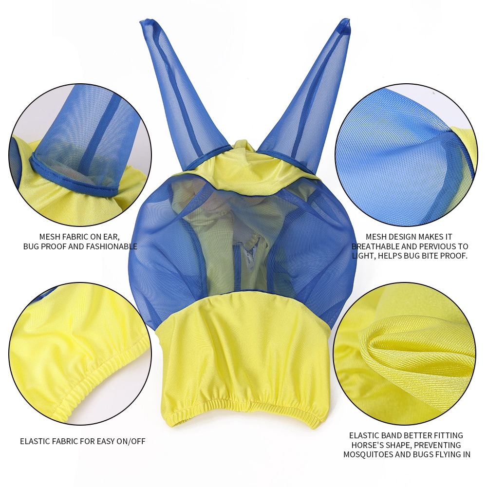 Horse Fly Mask Bugs Moskitos Prevention Atmungsaktive Pferdeschutzmaske (mit Ohrteil)