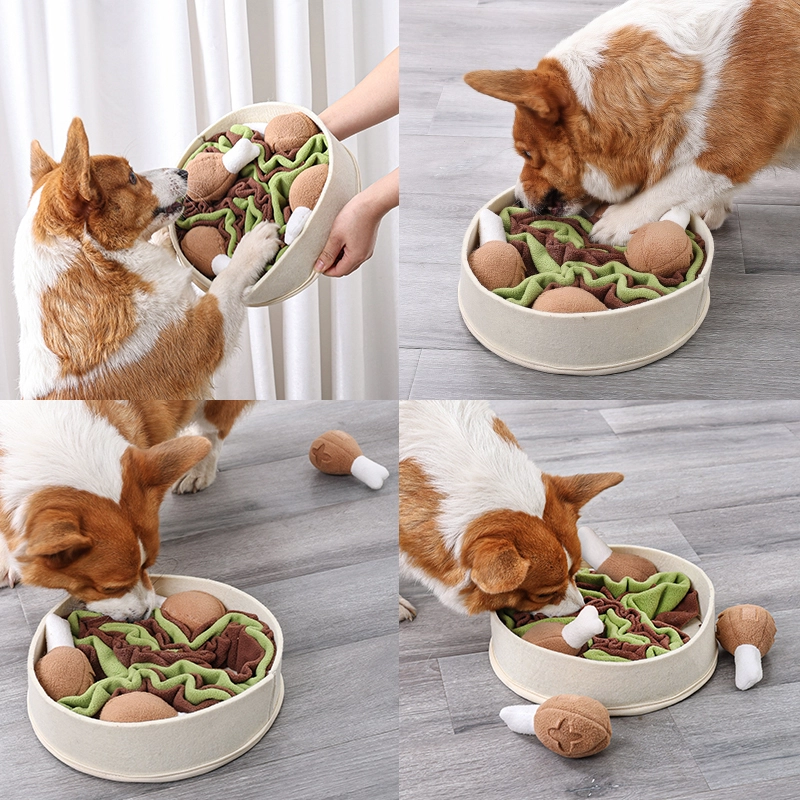 Drumstick Bucket Design Dog Jugando Divirtiéndose IQ Training Squeaky Juguetes interactivos