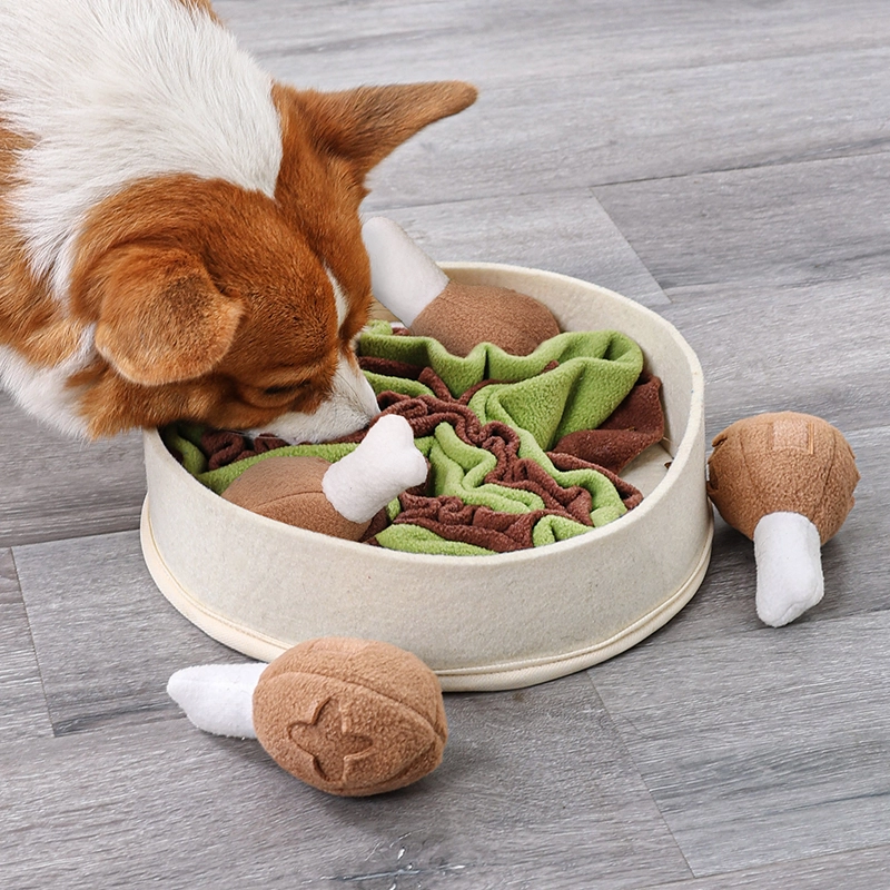 Drumstick Bucket Design Dog Jugando Divirtiéndose IQ Training Squeaky Juguetes interactivos
