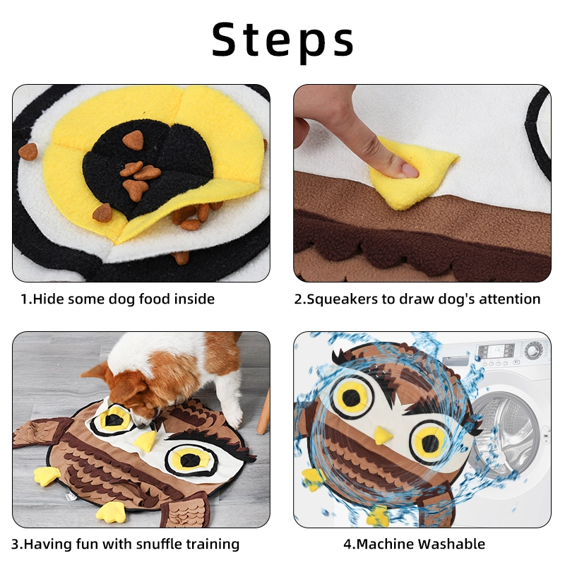 Owl Pet Sniffing Pad Training Blanket Game Supplies Cats, Dogs, Stress Relief, Sniffing, Biting, Tearing, Slow Food, Tibetan Food Mat, Puzzle Blanket, Machine Washable