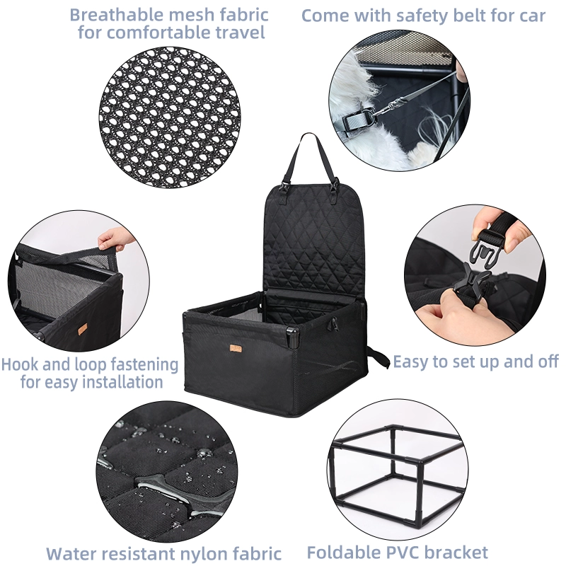 Siège d'appoint de voiture pour animaux de compagnie, siège d'appoint de luxe pour petits chiens, siège d'appoint de protection pliable, siège d'auto surélevé pour chien