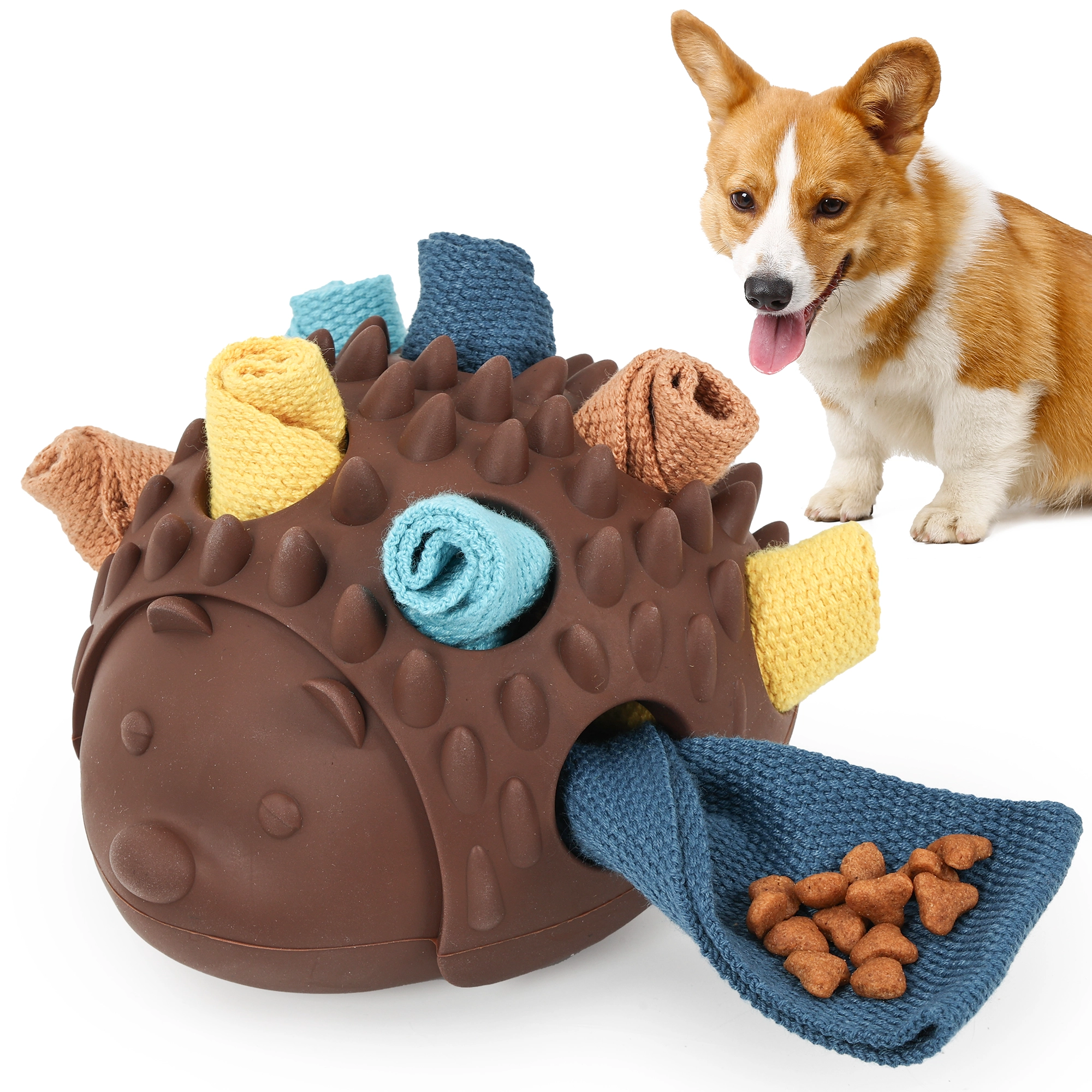 Juguete interactivo de goma del masticable del perro del juguete del perro del logotipo de la naturaleza del diseño del erizo del juguete de goma de encargo del perro
