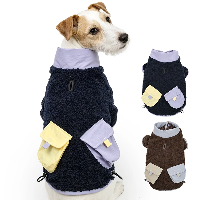 Doglemi Luxury Style Soft Skin-Friendly Vintage Style Dog Jackets Winter Pet Clothes Dog Coat with Pocket for Outdoor Walking